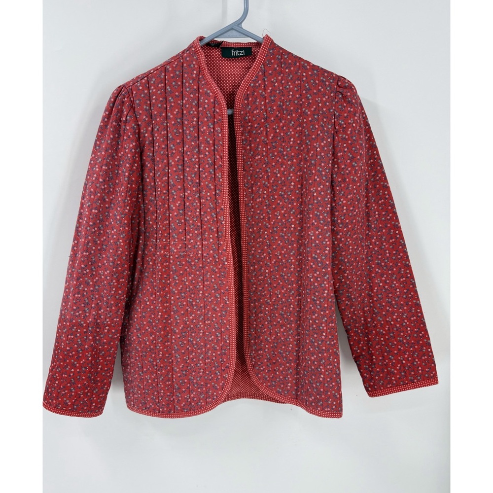 Fritzi vintage ditzy floral polkadot print channel stitch, quilted jacket S
